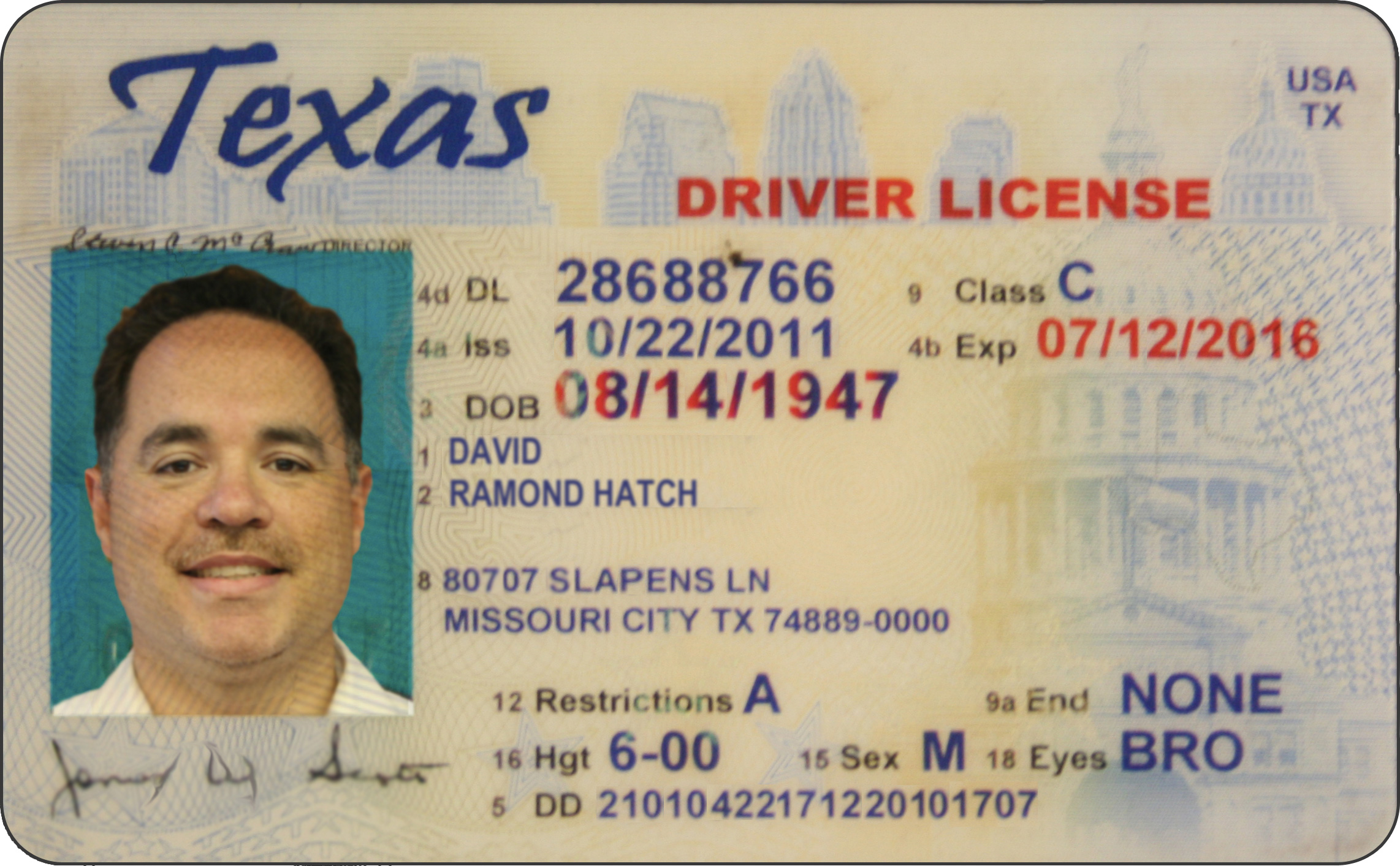 Texas drivers license audit number on 2016
